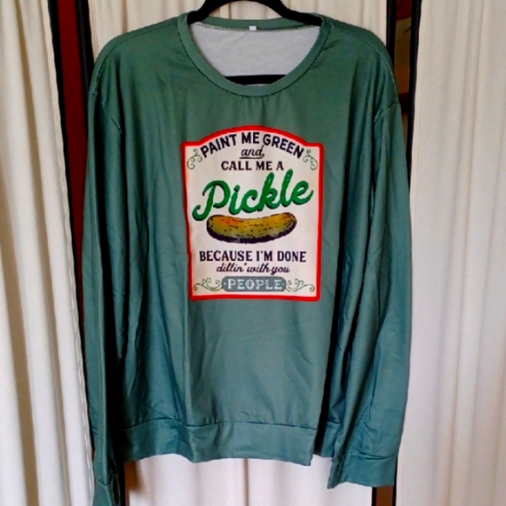 Green Pickle Quote Long Sleeve Lined Jersey - Size 2X  NWOT